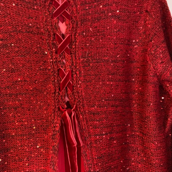 The Time and Tru Red Sequin Sweater in Size L - Picture 3 of 5